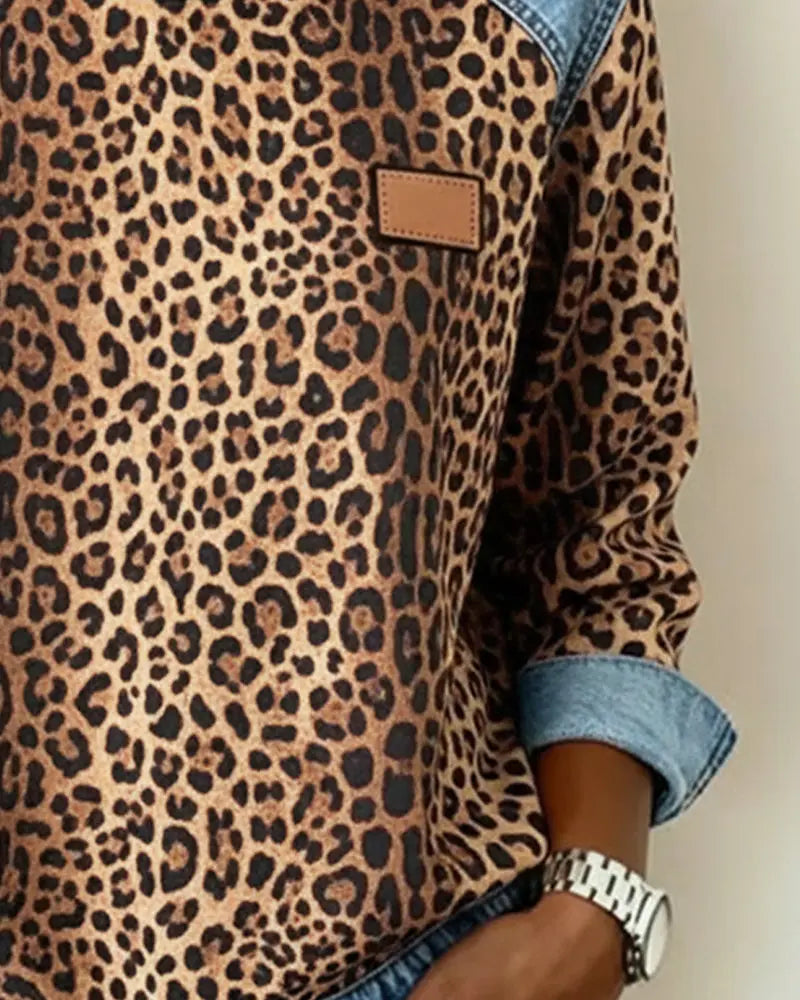 Krassimira – Long-Sleeve Top with Leopard Print