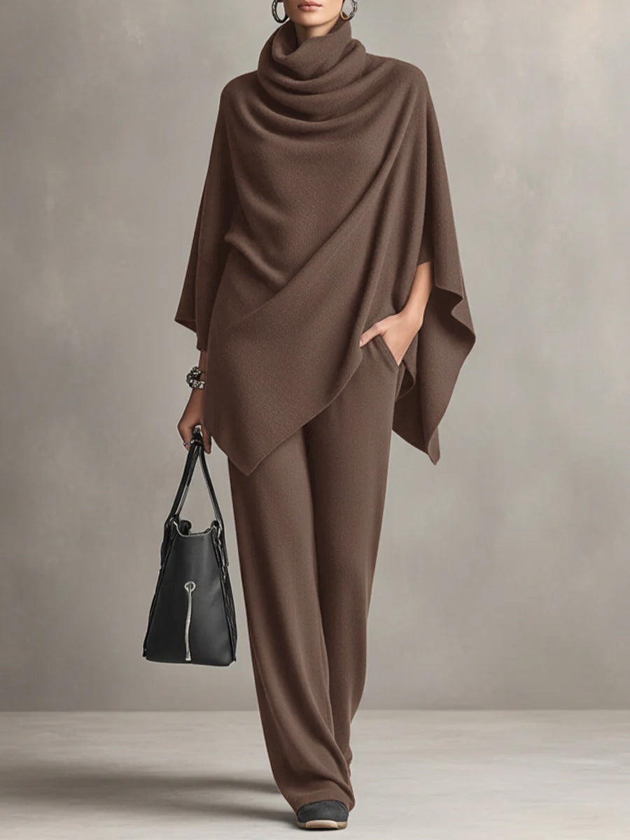 Laleh – Urban Casual Turtleneck Poncho and Pants Set
