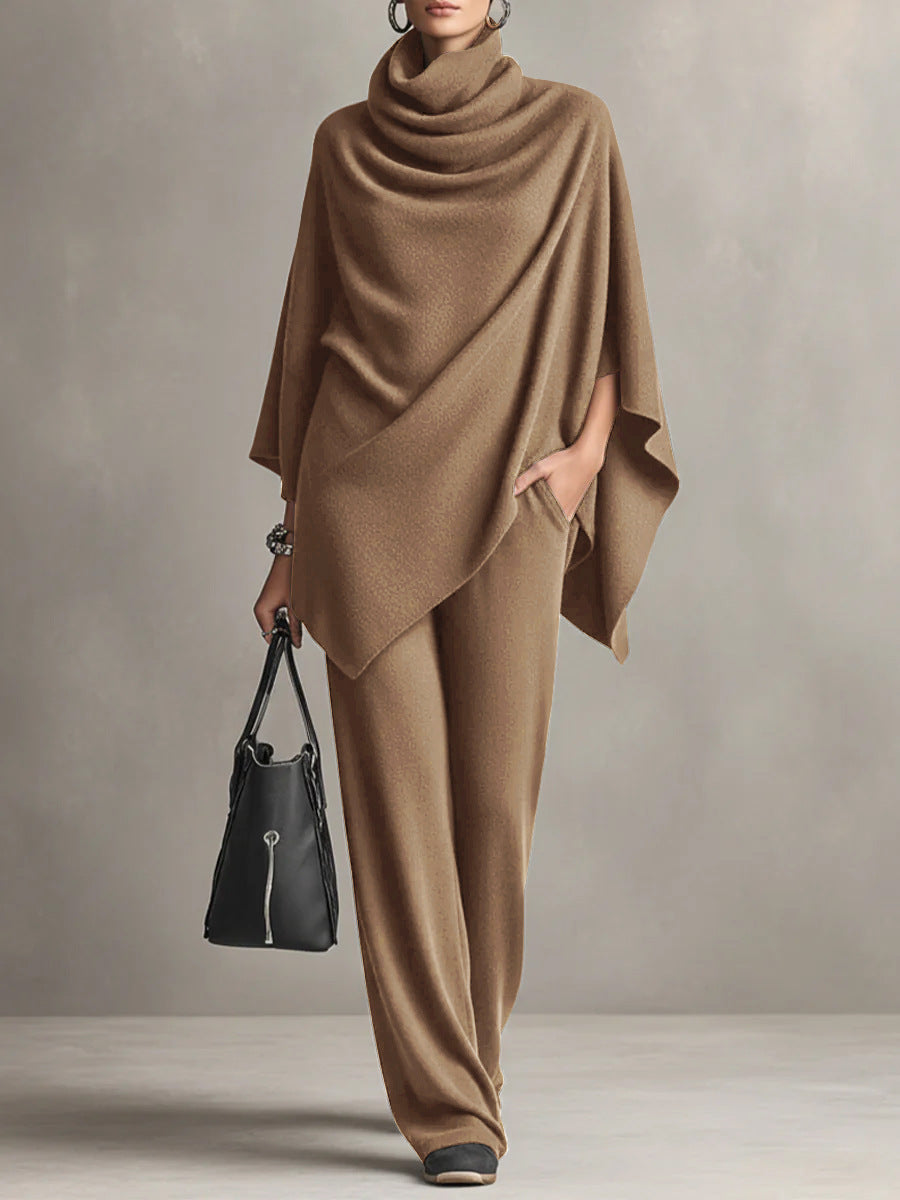 Laleh – Urban Casual Turtleneck Poncho and Pants Set
