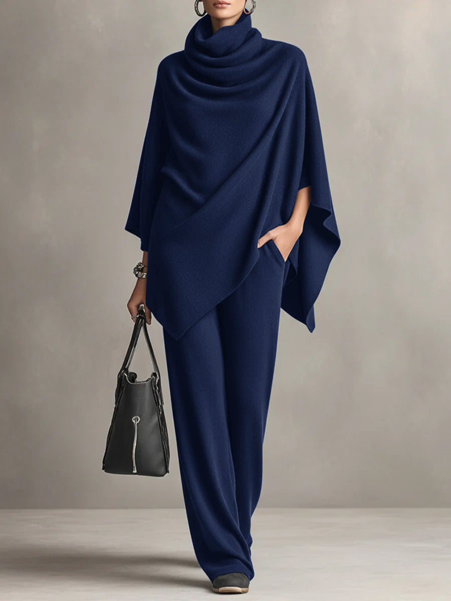 Laleh – Urban Casual Turtleneck Poncho and Pants Set
