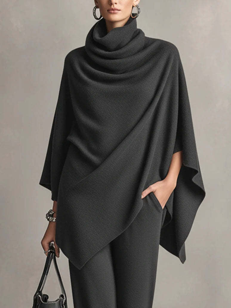 Laleh – Urban Casual Turtleneck Poncho and Pants Set