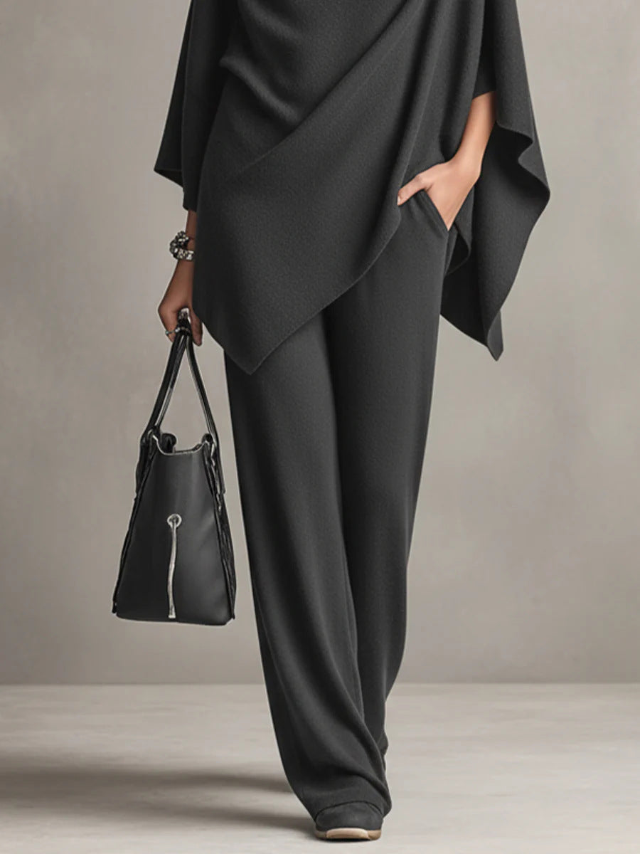 Laleh – Urban Casual Turtleneck Poncho and Pants Set