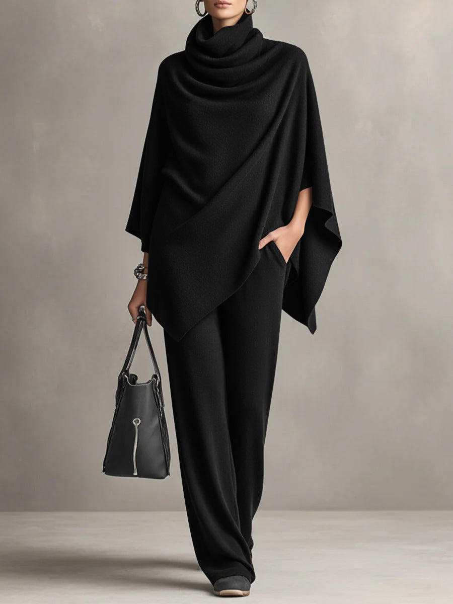 Laleh – Urban Casual Turtleneck Poncho and Pants Set