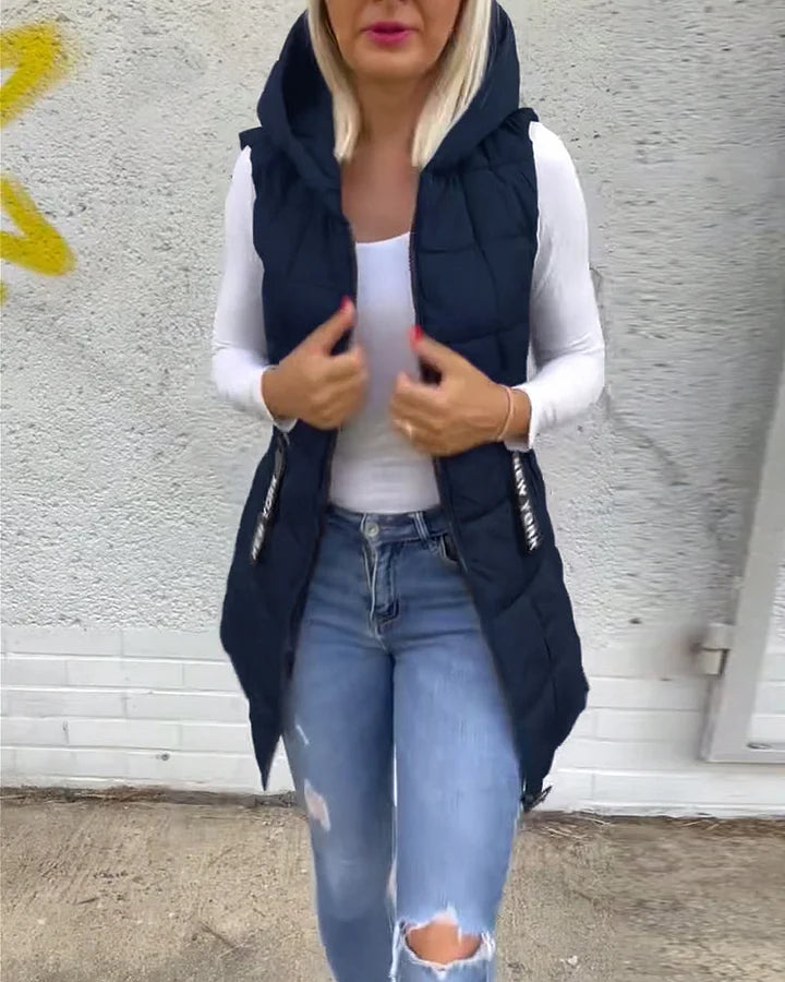 Laruna – Sleeveless, Padded Coat with Zipper