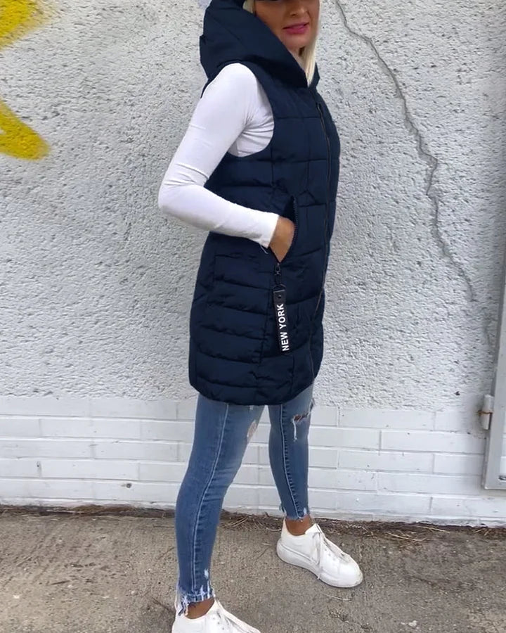 Laruna – Sleeveless, Padded Coat with Zipper