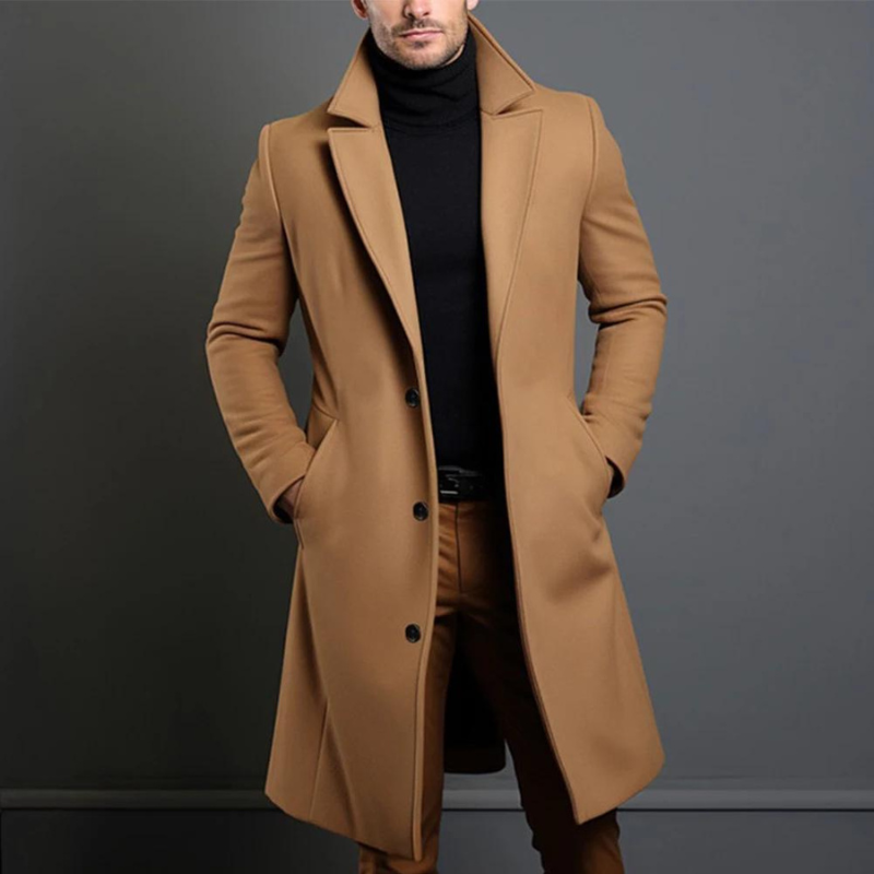 Laurens – Long-Sleeve Wool Coat with Pockets