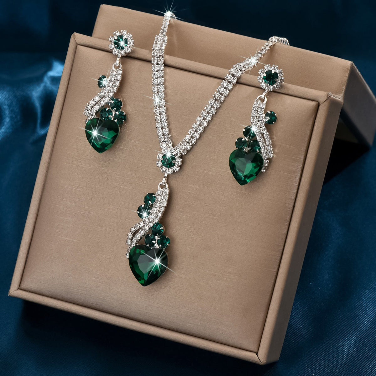 Lelia - Rhinestone Necklace and Earring Set