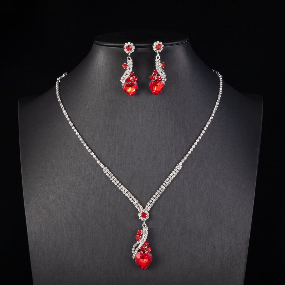 Lelia - Rhinestone Necklace and Earring Set