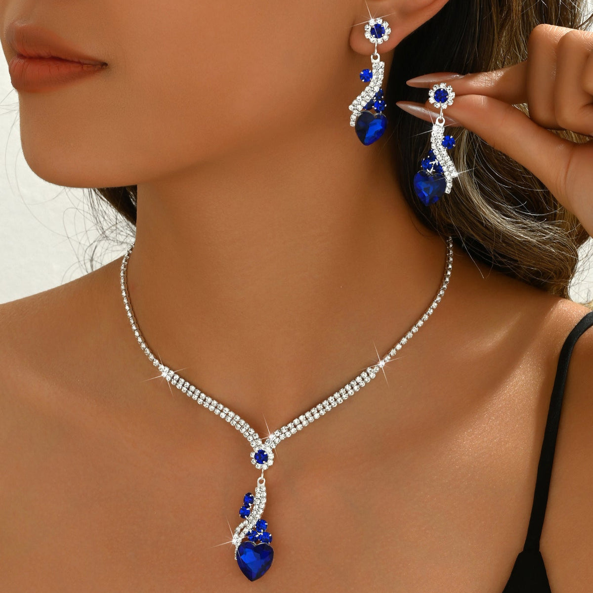 Lelia - Rhinestone Necklace and Earring Set