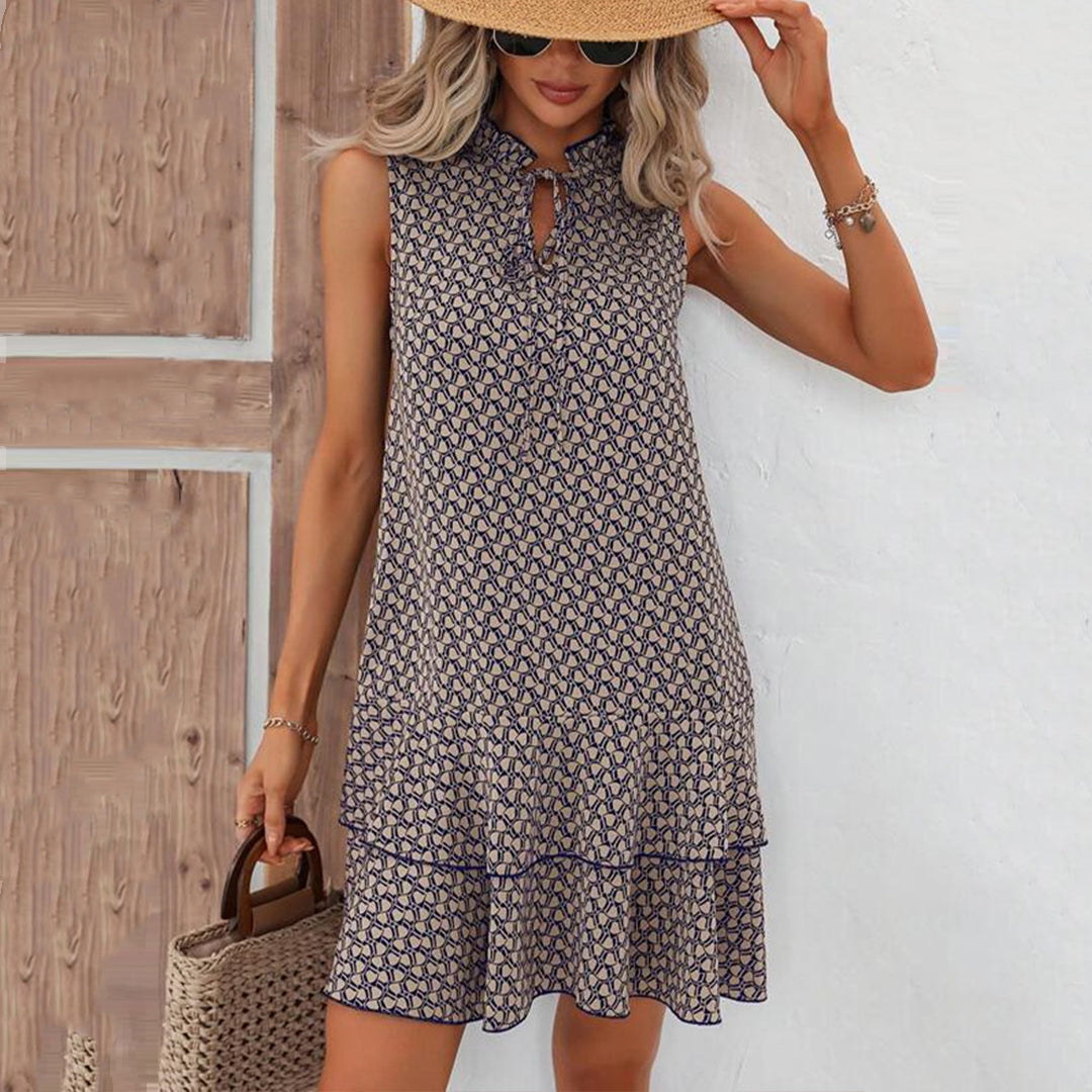 Lenora – Casual Mini Dress with Bohemian Prints and Ruffles