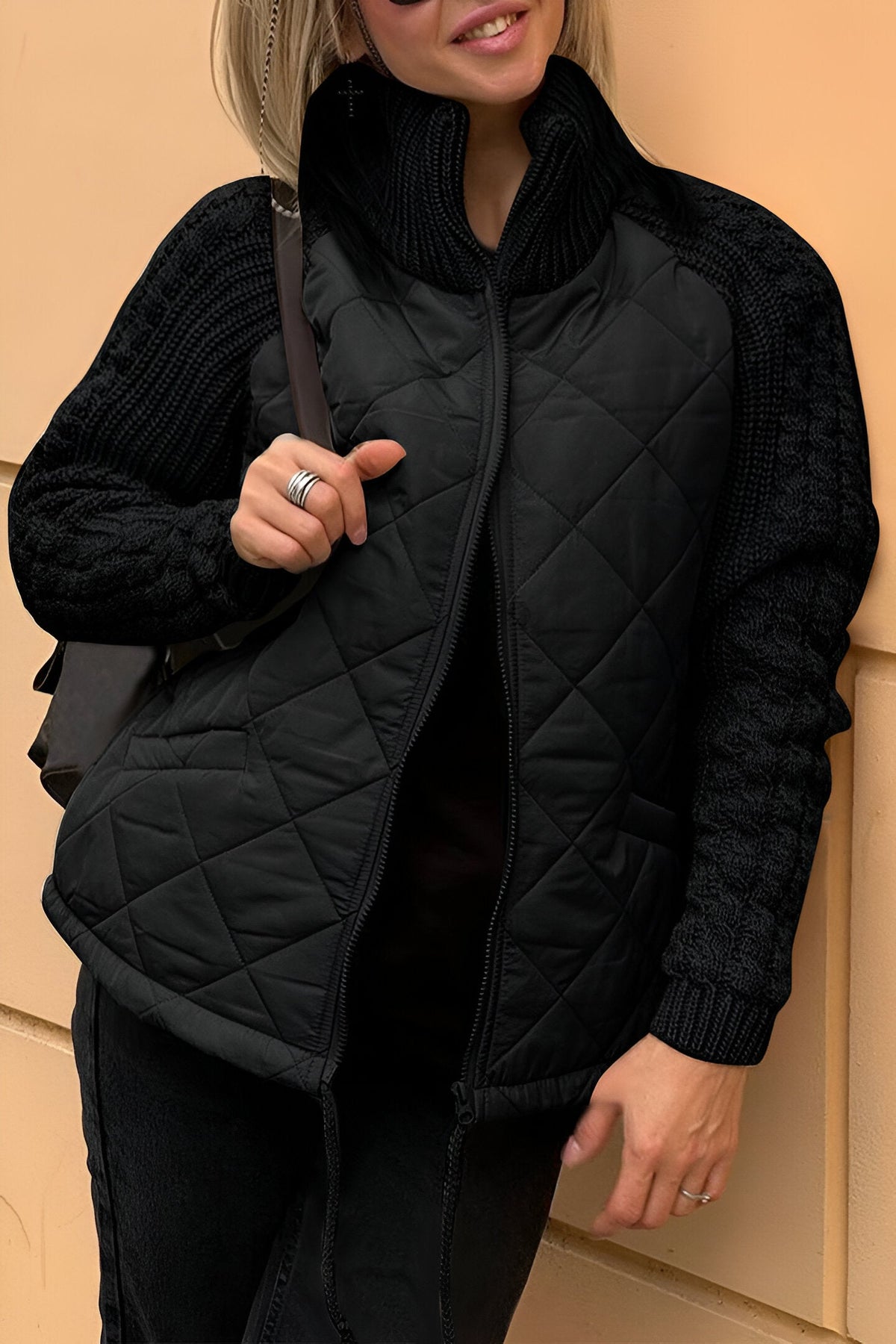 Leonarda - Knitted Patchwork Zip Jacket