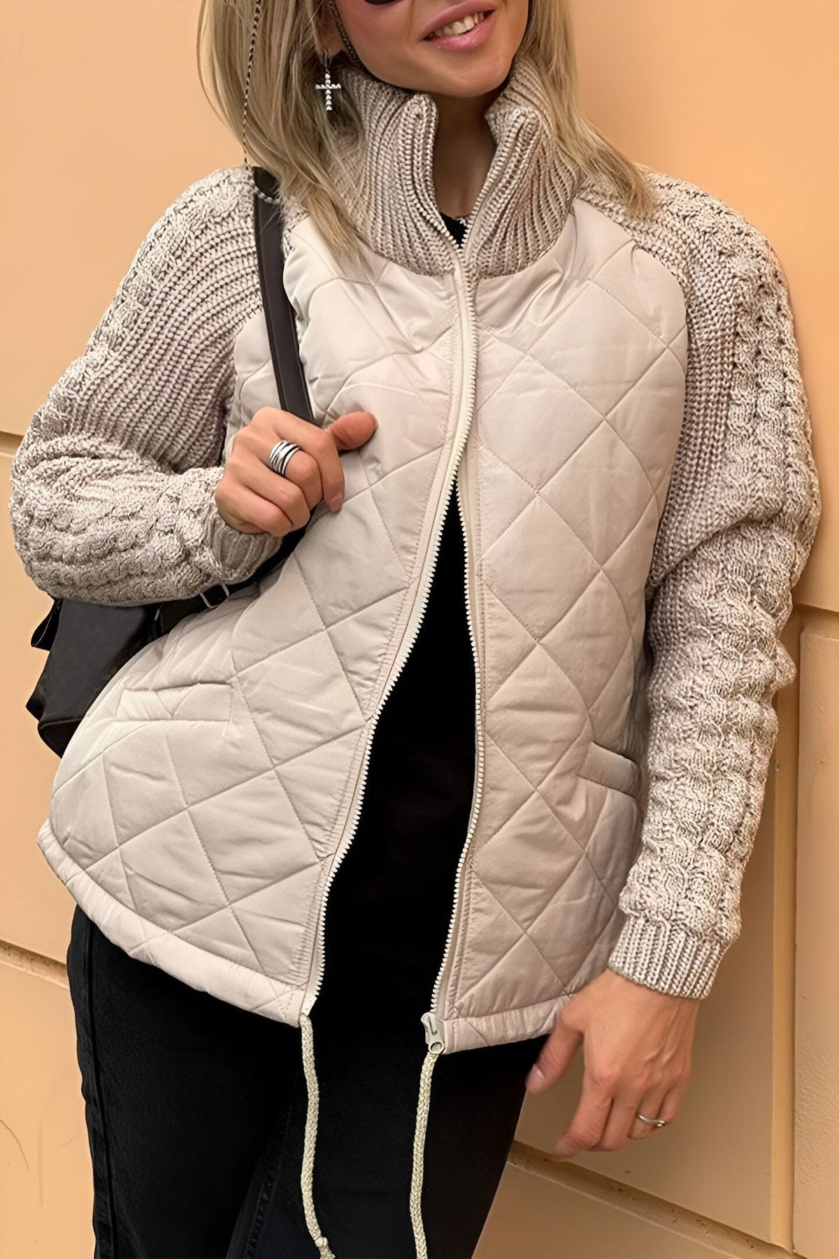 Leonarda - Knitted Patchwork Zip Jacket