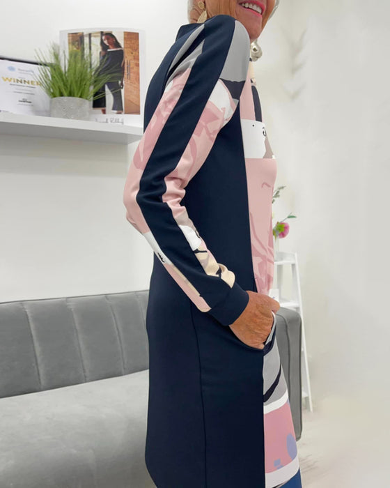 Lexiana – Midi Dress with Abstract Print and Zipper