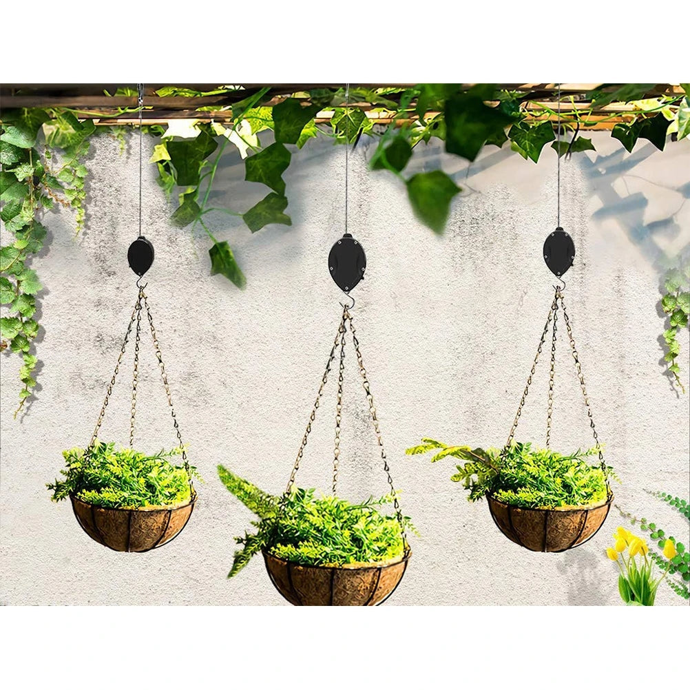 LiftBloom – Adjustable Hanging Basket Roller for Flowers