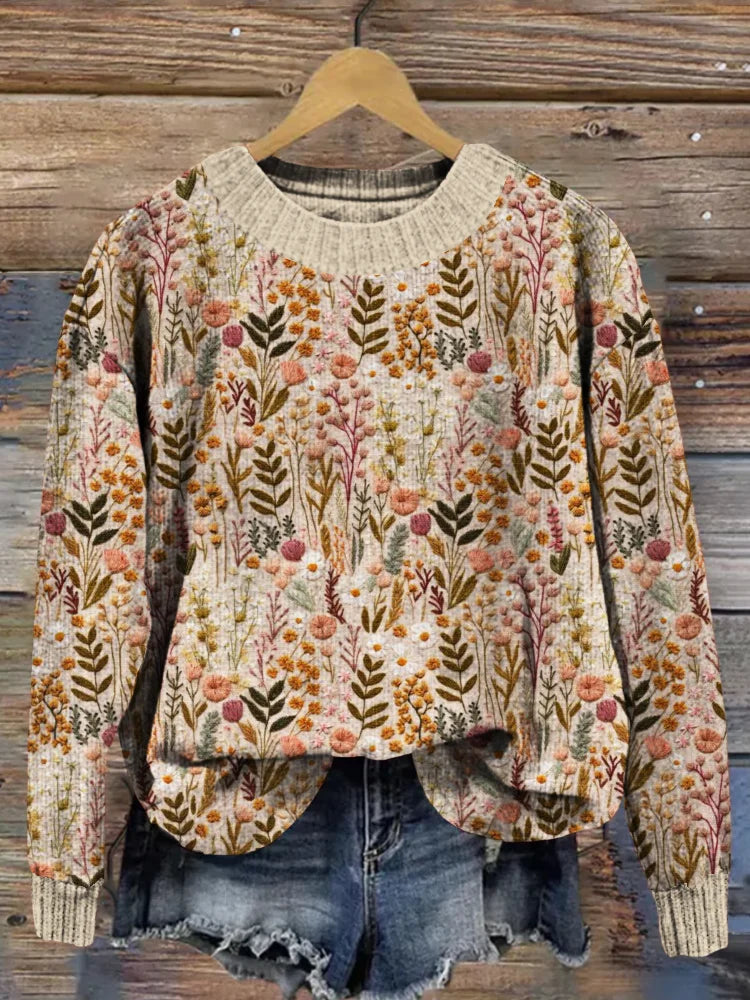 Linda – Comfortable Sweater with Floral Pattern