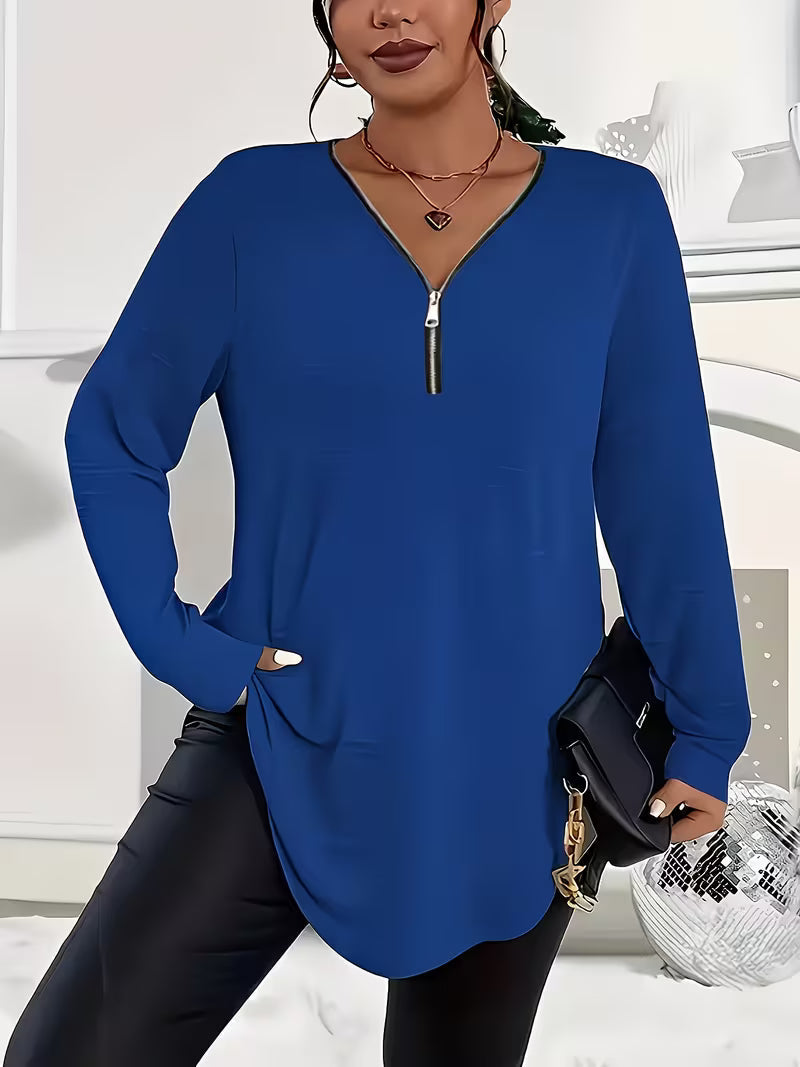 Liorah - Elegant Long Sleeve Shirt with Zipper