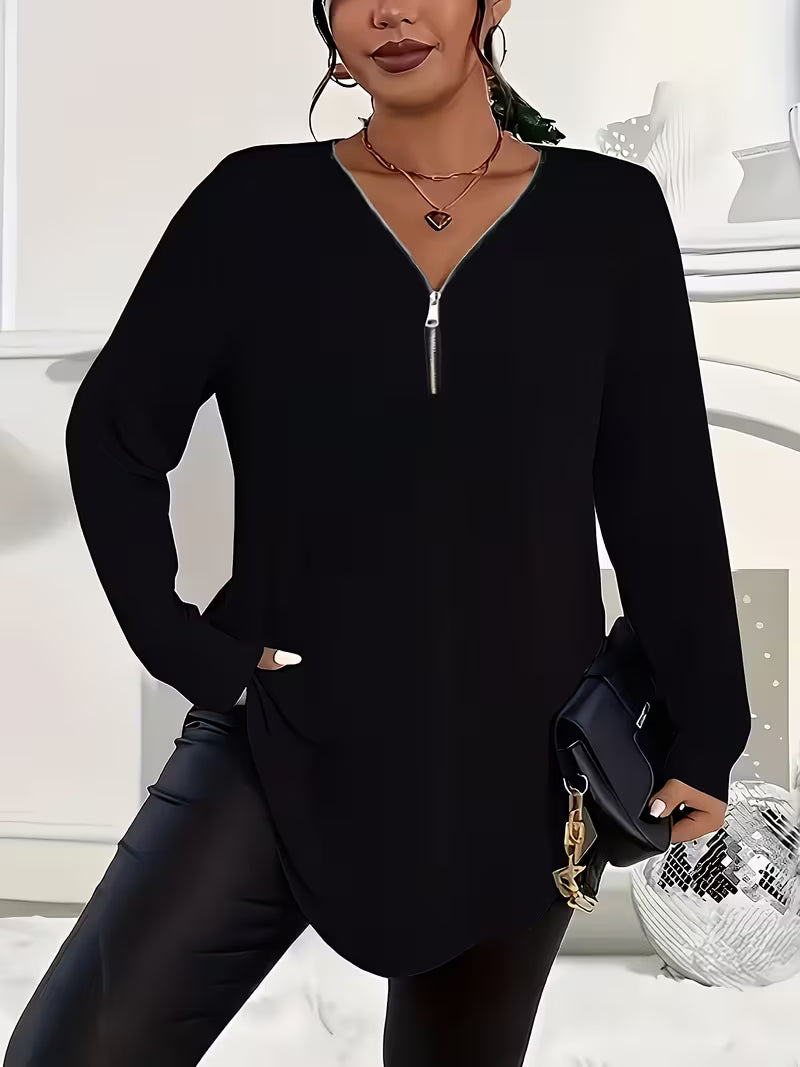 Liorah - Elegant Long Sleeve Shirt with Zipper