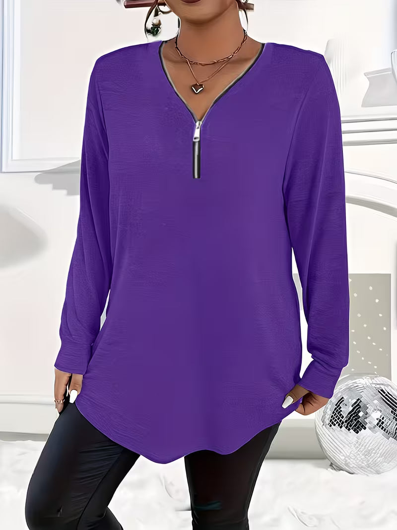 Liorah - Elegant Long Sleeve Shirt with Zipper
