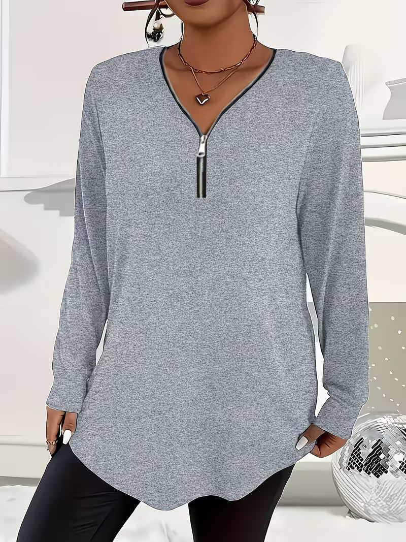 Liorah - Elegant Long Sleeve Shirt with Zipper