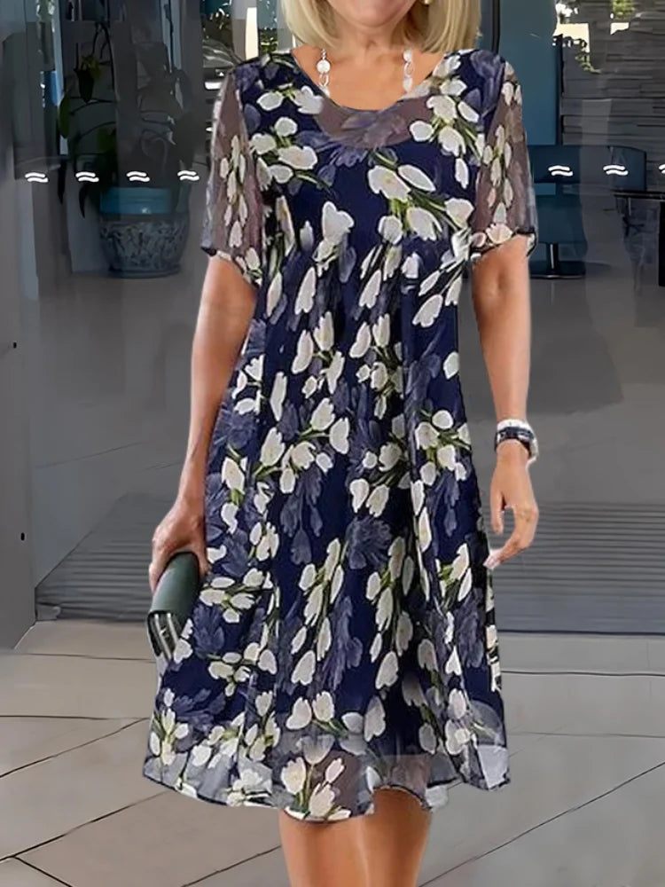 Lizzy - Double Tunic Dress with Floral Pattern