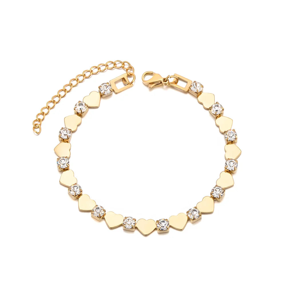 Lokaer Classic Lucky Blue CZ Evil Eye Turkey Bracelet Necklace For Women 316L Stainless Steel Rhinestone Fashion Jewelry B25145