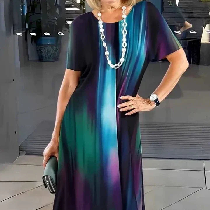 Lourah – Printed Midi Dress with Pleats