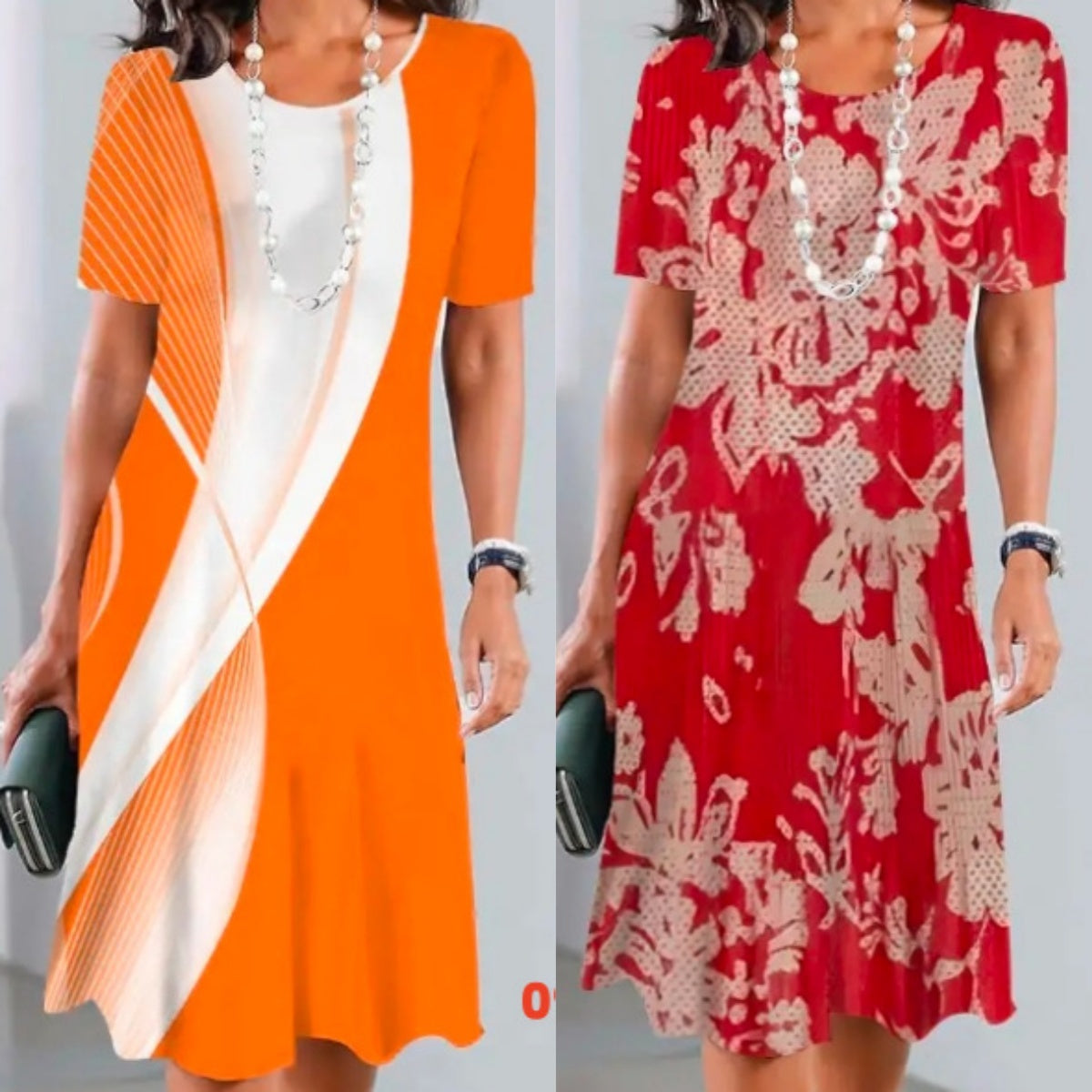 Lourah – Printed Midi Dress with Pleats