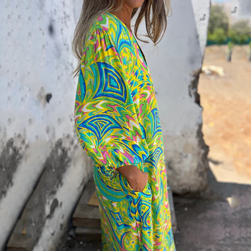 Lowri – Stylish Maxi Dress with V-Neck and Pockets