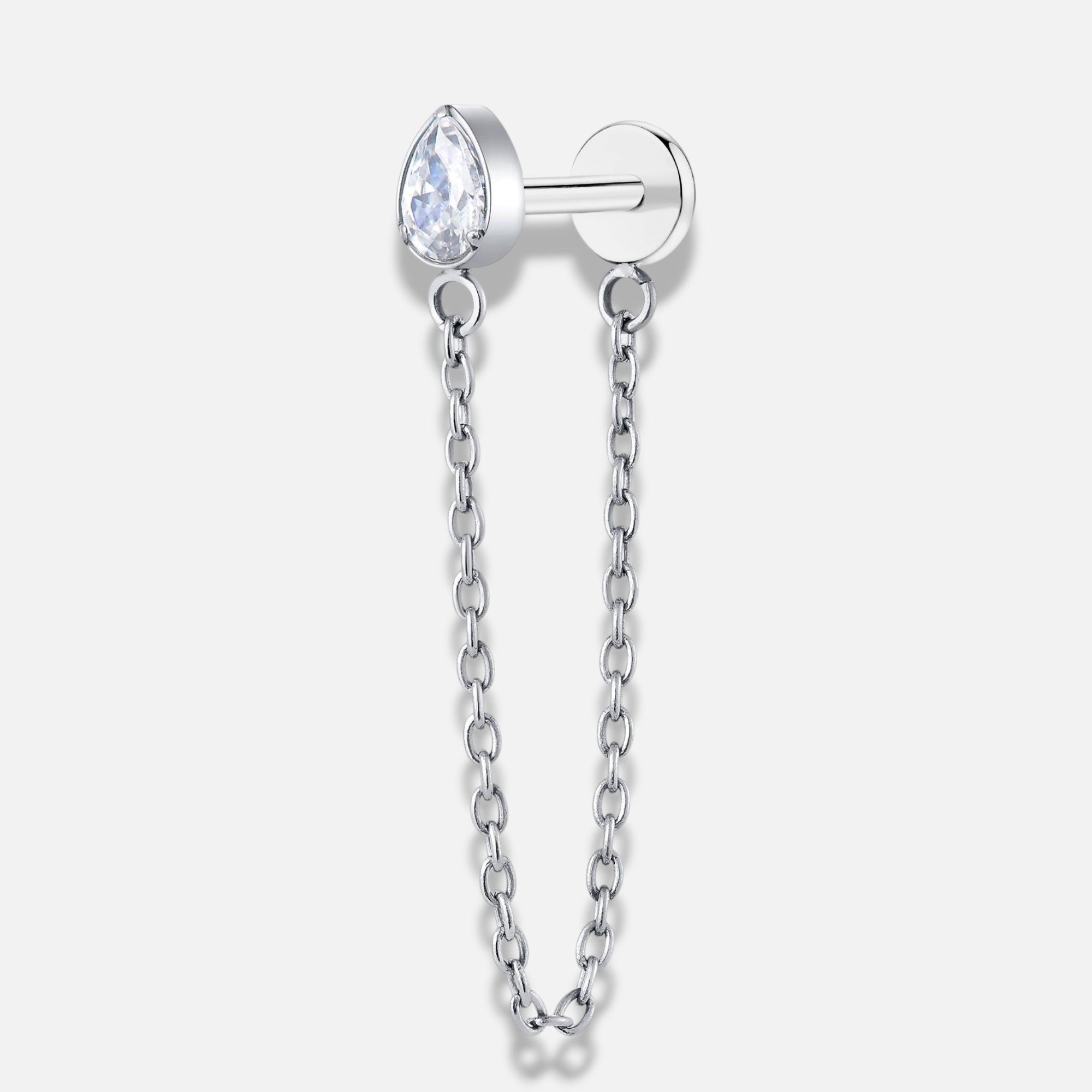 Lunara Chain Teardrop Flat Back Stud