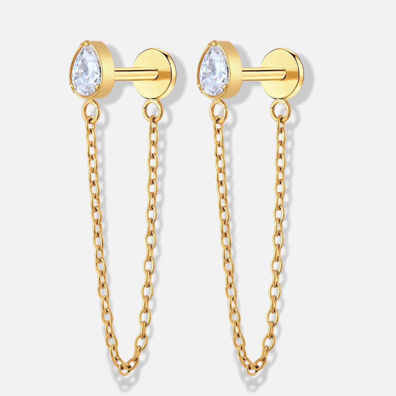 Lunara Chain Teardrop Flat Back Stud