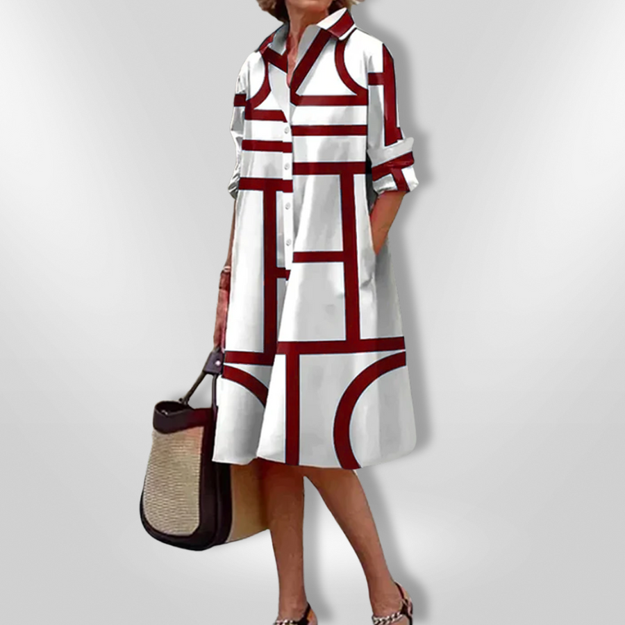 Lynna – Casual Midi Dress with Pockets and Buttons