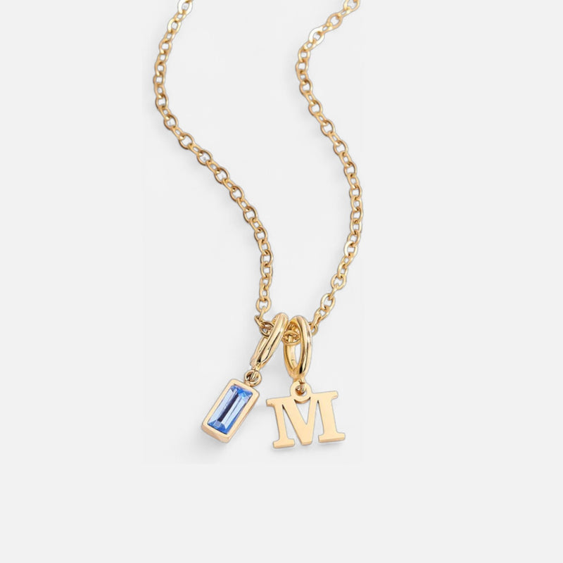 Lettéra Initial Necklace with Birthstone Charm
