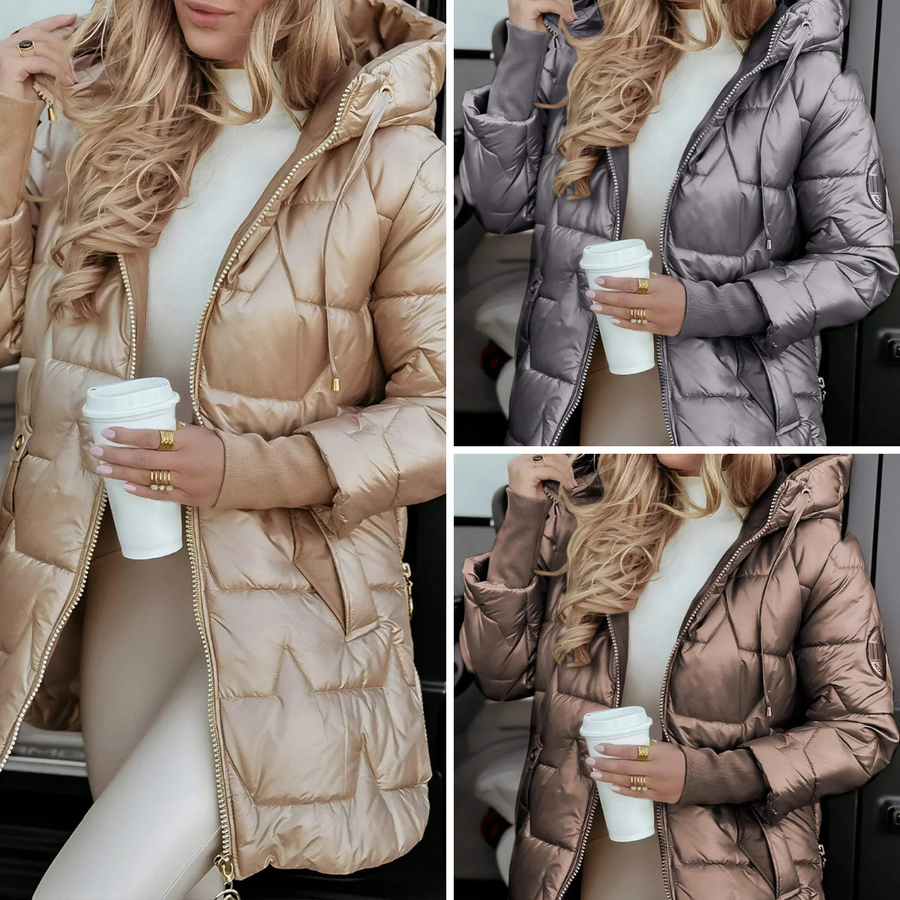 Mageina – Elegant Winter Coat with Hood and Padding
