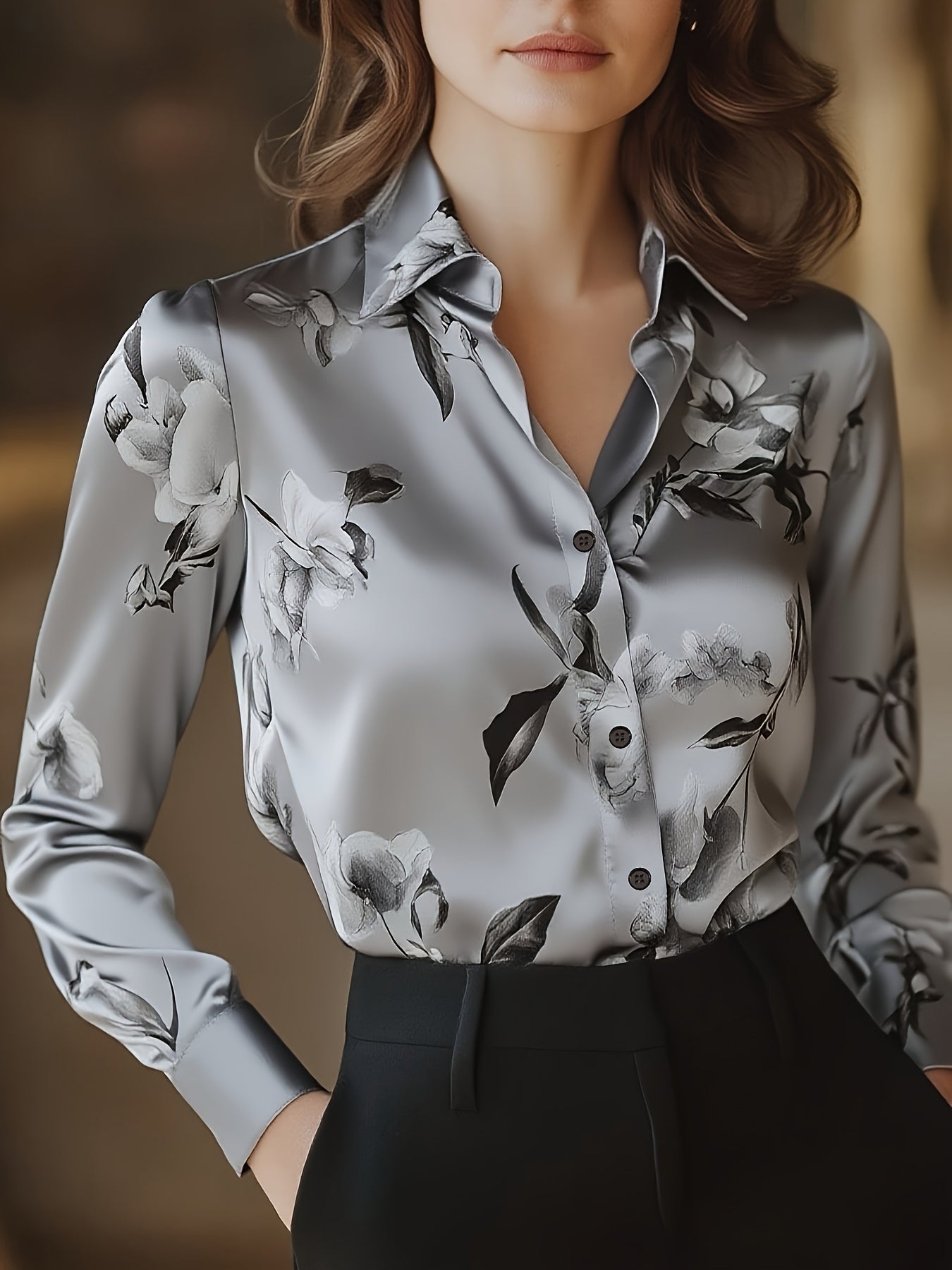 Majia – Elegant Long Sleeve Shirt with Buttons