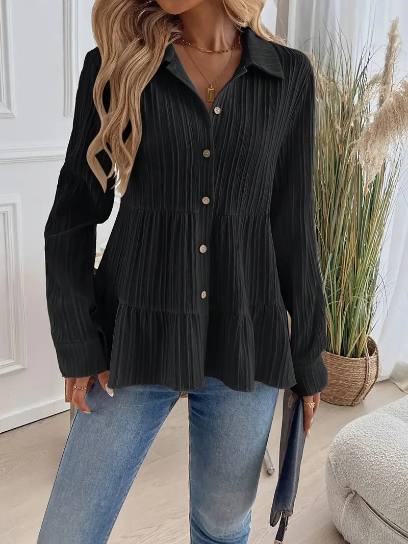 Majlinda – Stylish Long Sleeve Shirt with Buttons