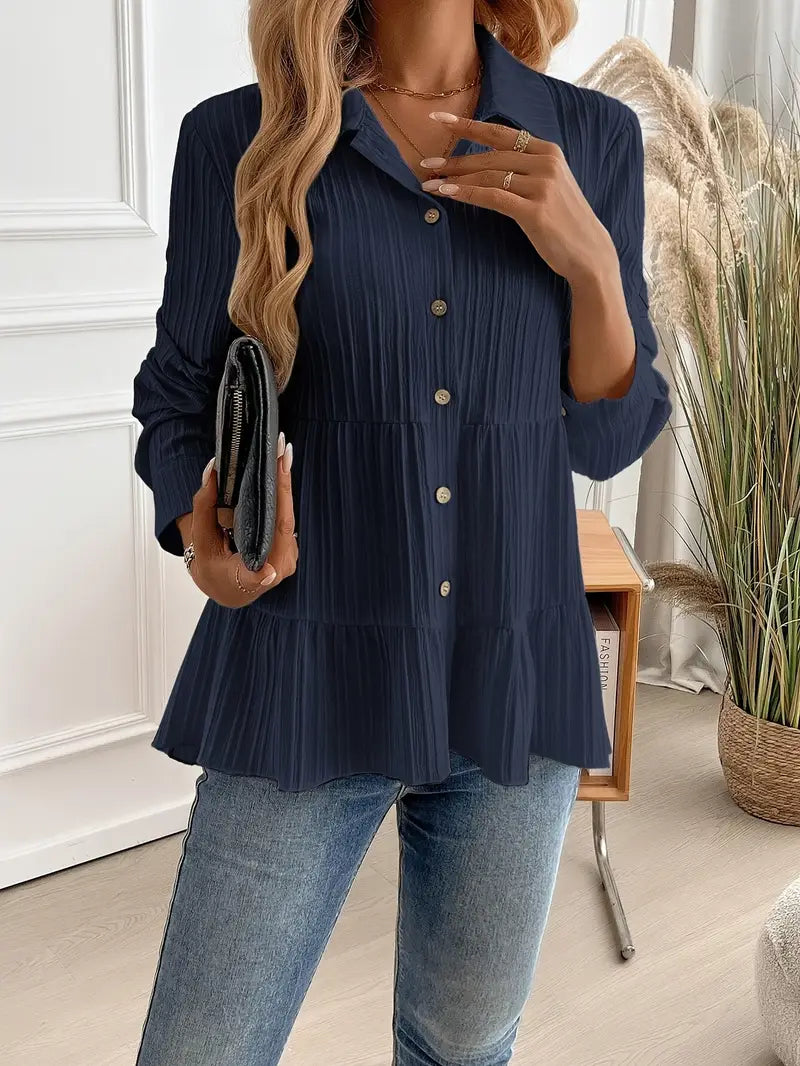 Majlinda – Stylish Long Sleeve Shirt with Buttons