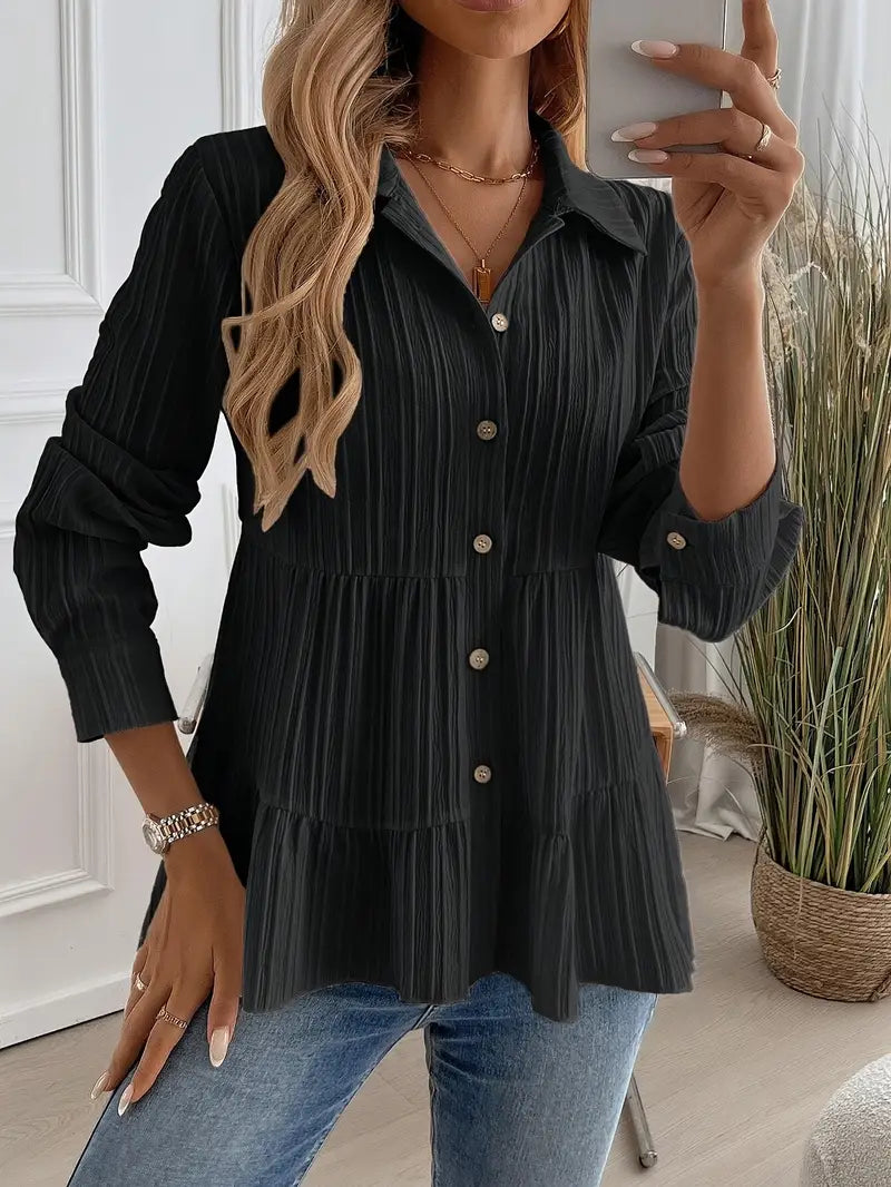 Majlinda – Stylish Long Sleeve Shirt with Buttons