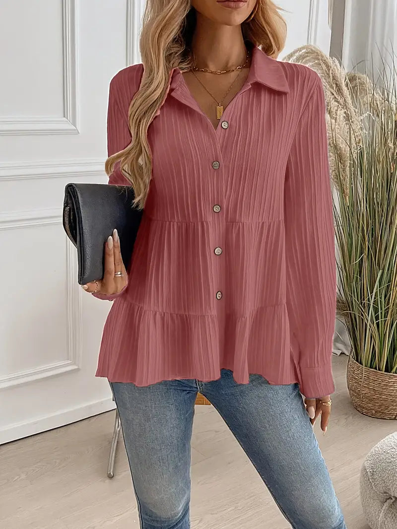 Majlinda – Stylish Long Sleeve Shirt with Buttons