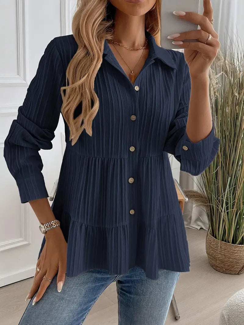 Majlinda – Stylish Long Sleeve Shirt with Buttons