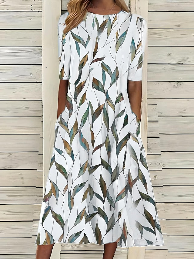 Malgorzata – Summer Midi Dress with Coastal Flowers