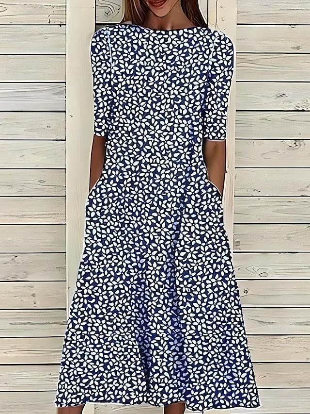Malgorzata – Summer Midi Dress with Coastal Flowers