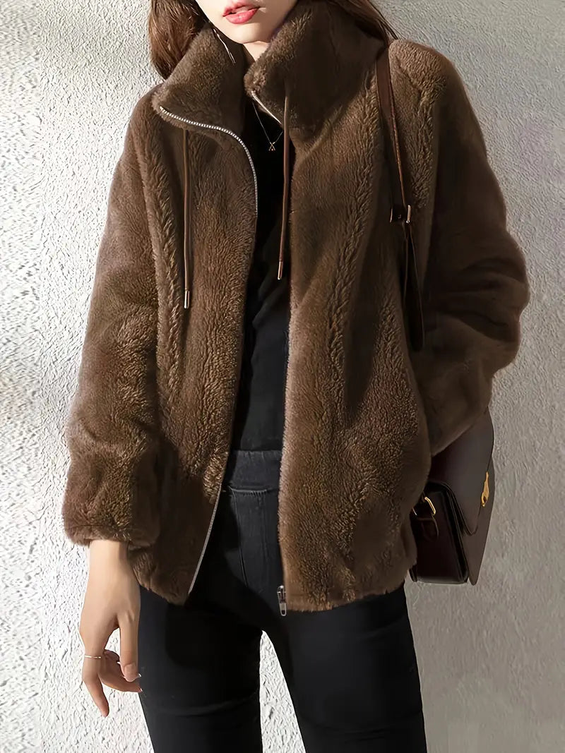 Maliza – Stylish Fleece Jacket with Fur Trim