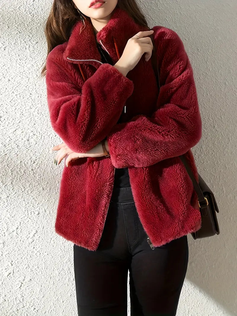 Maliza – Stylish Fleece Jacket with Fur Trim