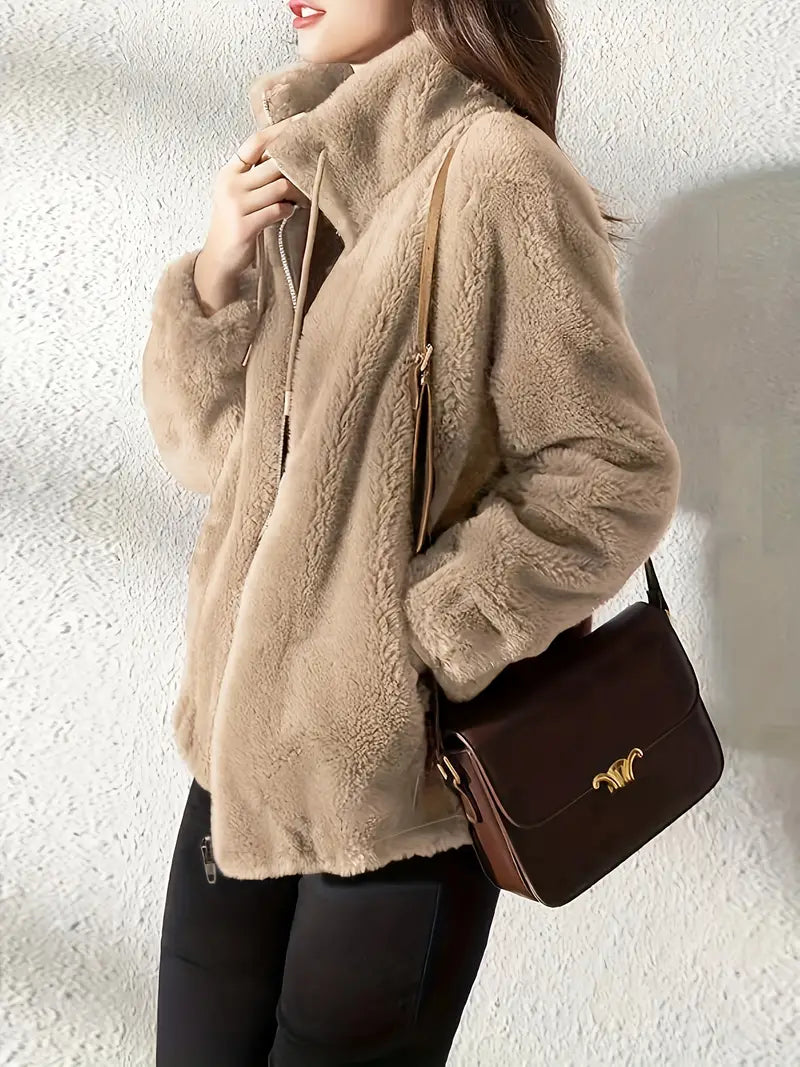 Maliza – Stylish Fleece Jacket with Fur Trim