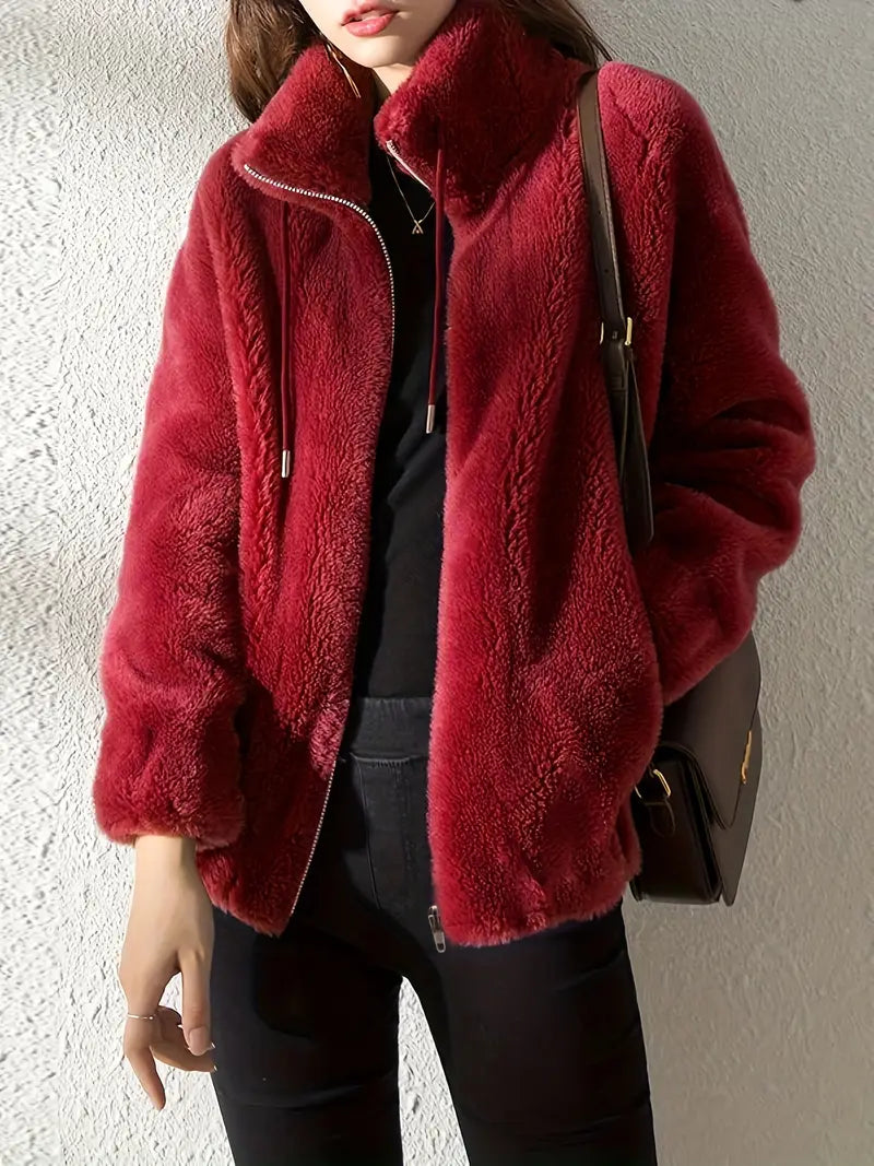 Maliza – Stylish Fleece Jacket with Fur Trim