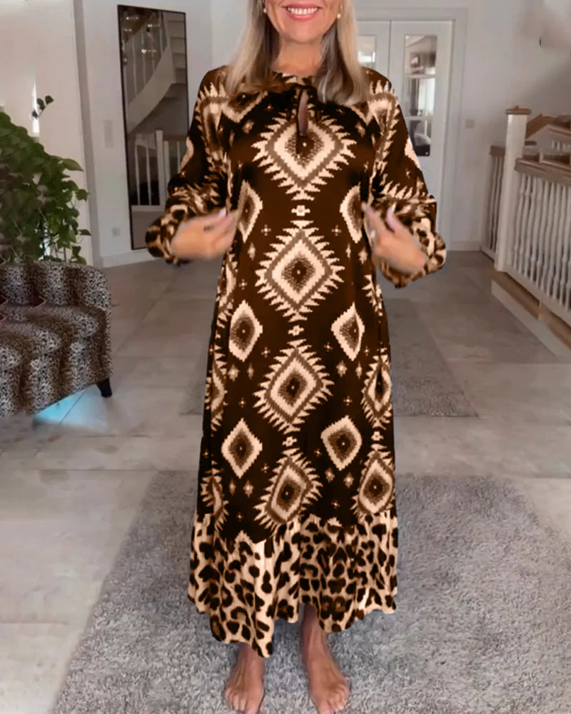 Mariah – Maxi Dress with Leopard Print and Long Sleeves