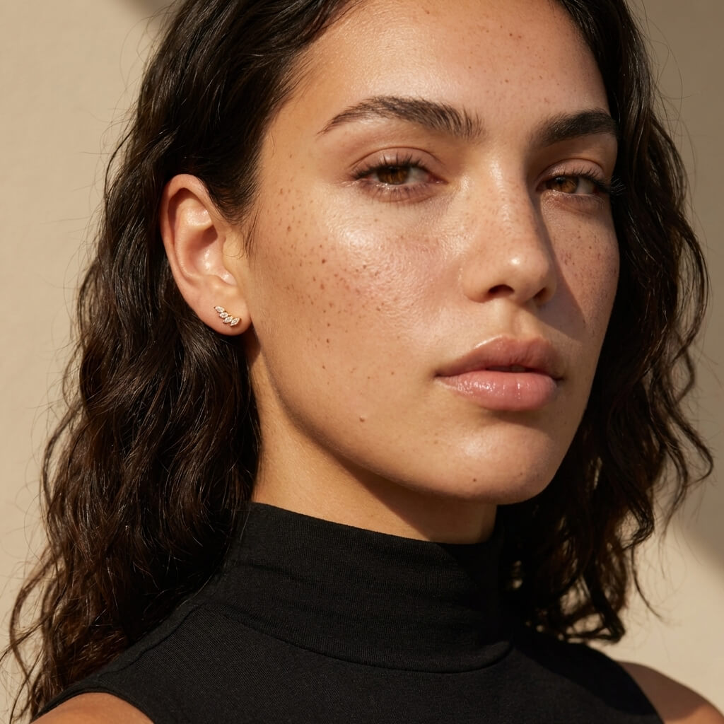 Marquise Drop Flat Back Stud Earrings