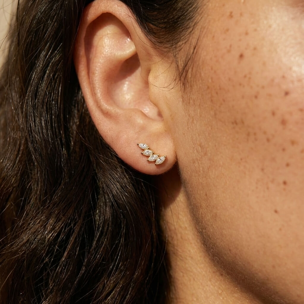 Marquise Drop Flat Back Stud Earrings