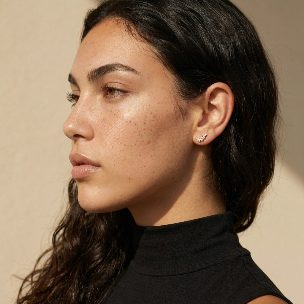 Marquise Drop Flat Back Stud Earrings