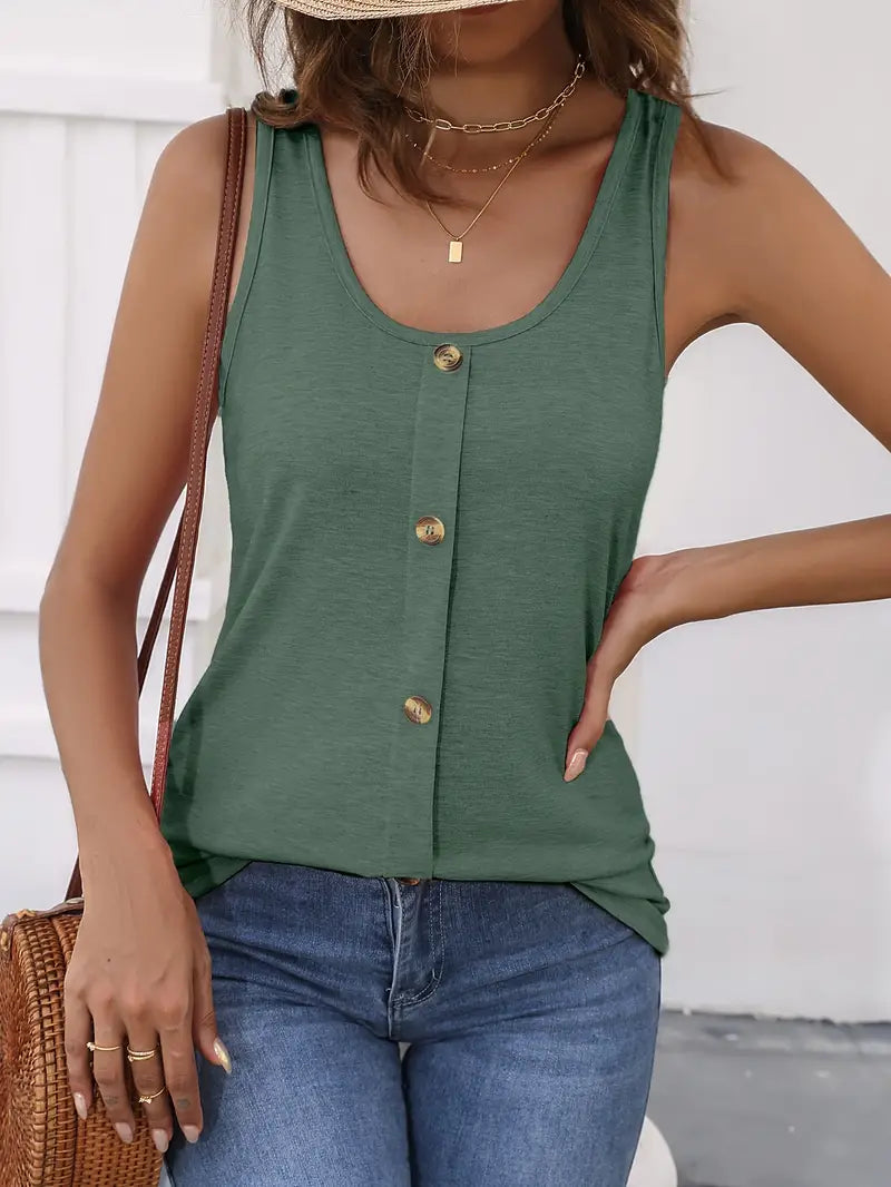 Marta™ - Tank Top with Button Placket